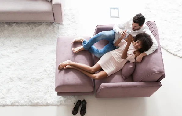 Picture Girl, Top, Two, Male, Modern design, The interior of the living room in a modern …