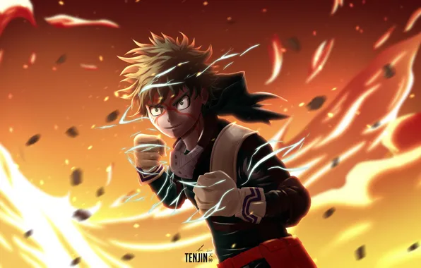 Sunset, guy, My hero Academy, Boku No Hero Academy, Midori Isuku