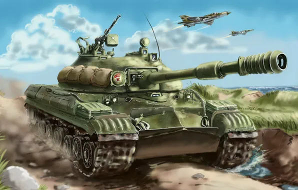 Art, fighters, Tank, aircraft, T-10M