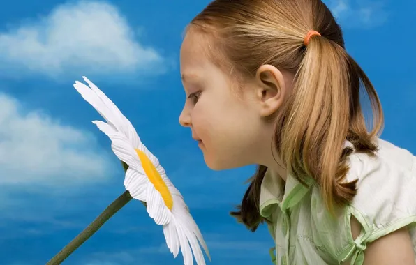 Picture the sky, clouds, rendering, Daisy, girl