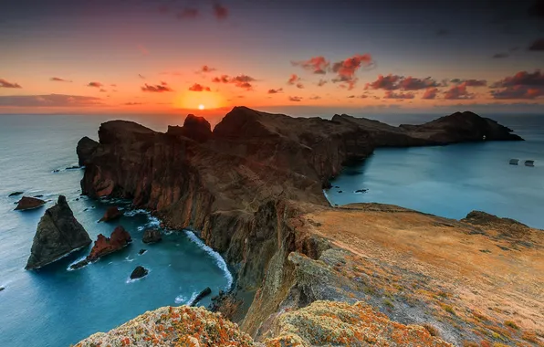 Picture sea, the sky, sunset, rocks, Cape