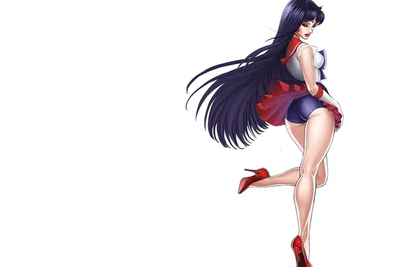 Anime, art, costume, white background, Sailor Mars