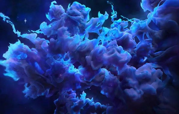 Picture blue, abstraction, smoke