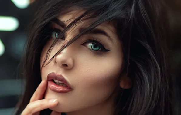 Wallpaper mouth, pretty, clear eyes, attractive, face, handsome, girl, brunette