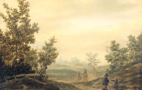 Picture landscape, oil, picture, Claes van Beresteyn, 1684, Road in the dunes, Claes van Beresteyn