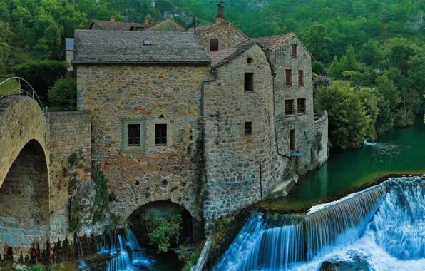 House, France, gorge, cascade, The gorges de La Durby, reserve Grand KOs, Occitane