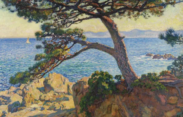 Landscape, picture, 1919, Theo van Rysselberghe, Theo van Reysselberge, The Pin of Fossette