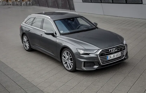 Audi, the sidewalk, 2018, universal, dark gray, A6 Avant