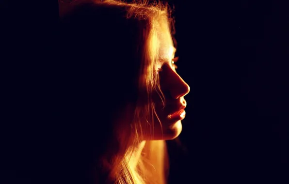 Girl, light, background, portrait