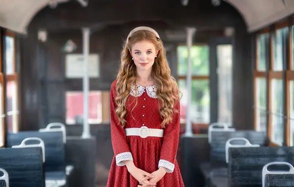 Picture look, girl, pose, photo, hair, dress, tram, beautiful