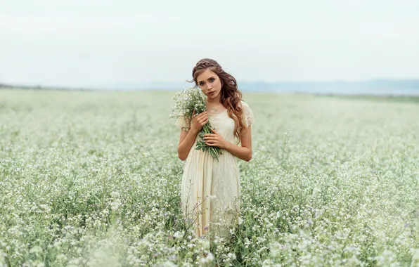 Picture field, summer, look, girl, flowers, Lepeshkina Julia, Sonia Azacco
