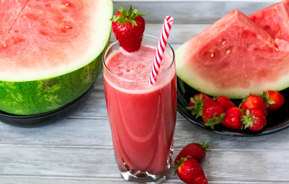 Watermelon, strawberry, juice, slices, water melon