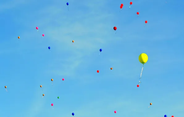 The sky, clouds, holiday, paint, a balloon