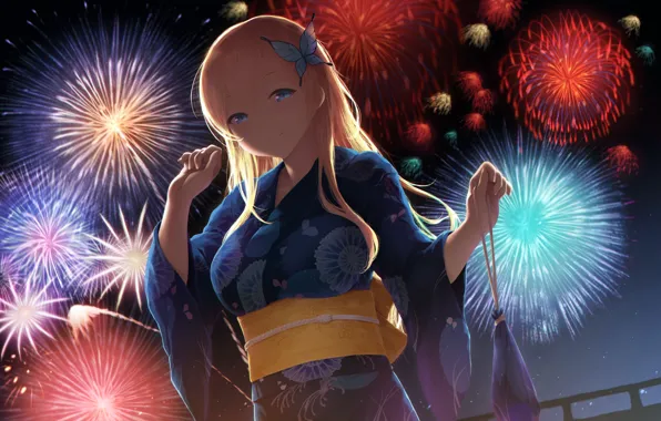 Picture big, anime, blonde, boku wa tomodachi ga sukunai, oppai, bishojo, buterfly, japonese