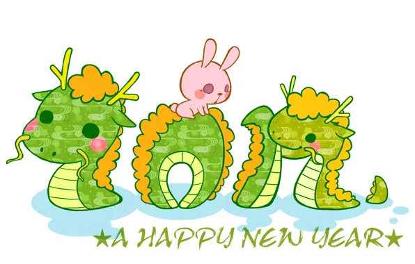 Picture new year, rabbit, 2012, new year, dragon, dragon