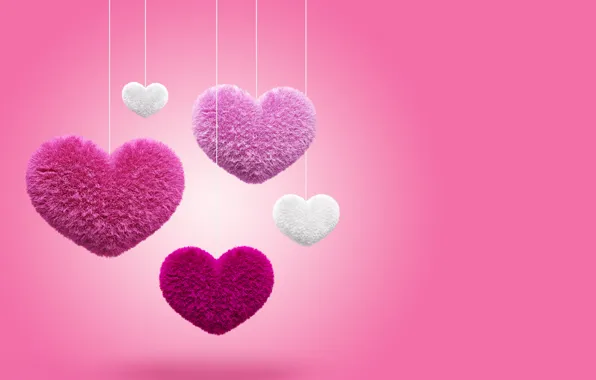 Picture hearts, love, fluffy, pink, hearts, fluffy