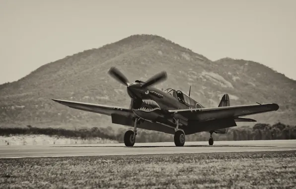 Picture fighter, the airfield, P-40, Warhawk