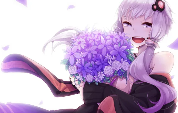 Girl, bouquet, Vocaloid, Vocaloid, bouquet of roses