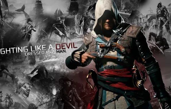 Picture black, pirate, ubisoft, flag, creed, assassins, kennway, collage
