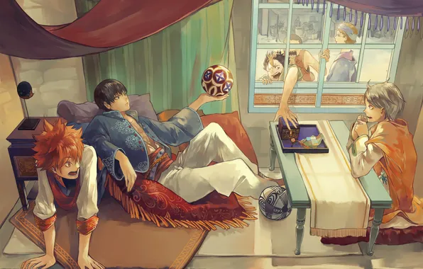 Room, the ball, window, art, guys, tobio kageyama, haikyuu!!, tsukishima kei