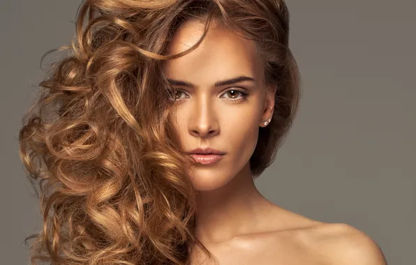 Eyes, look, face, model, hair, shoulders, curls