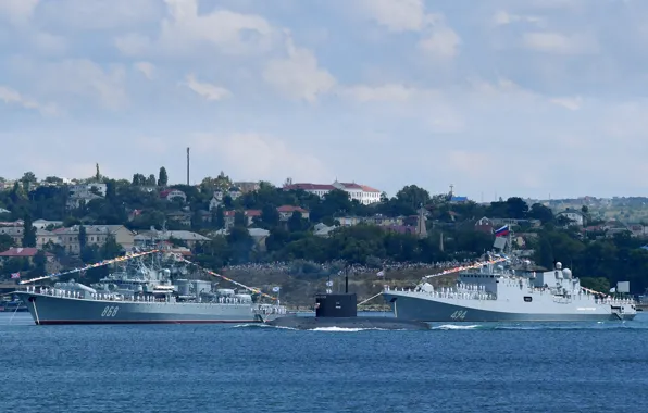 Ships, parade, combat, Sevastopol
