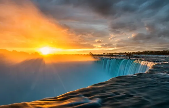 Water, sunset, photo, Niagara falls