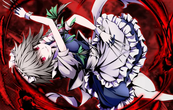 Anime, knives, Anime, the maid, Izayoi Sakuya