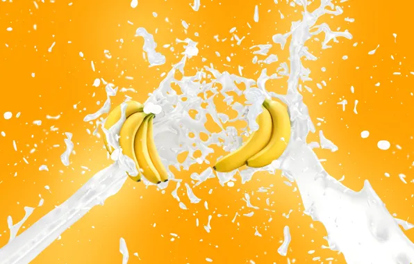 Picture squirt, splash, milk, bananas