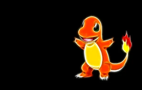 Picture glows, pokemon, pokemon, Charmander, neon lines, Charmander