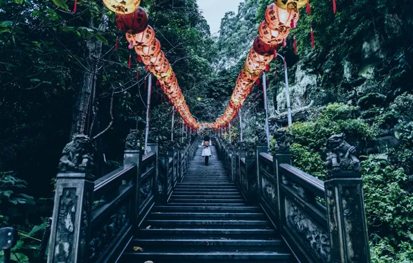 China, ladder, China, the red lanterns