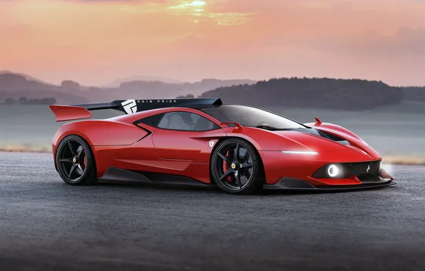Picture car, machine, auto, red, style, tuning, Ferrari, red