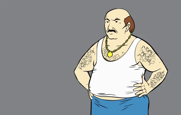 Picture grey background, Aqua Teen Hunger Force, Team Fast Food, ATHF, Carl Brutananadilewski, pot-bellied man, Carl …