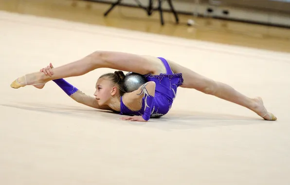 The ball, stretching, speech, rhythmic gymnastics