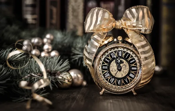 Retro, toys, new year, alarm clock, tape, Anya Ivanova