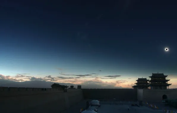 The sky, China, Eclipse