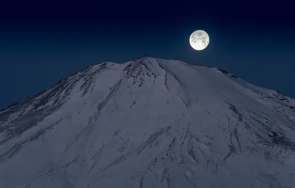Picture the moon, mountain, the volcano, Japan, Fuji