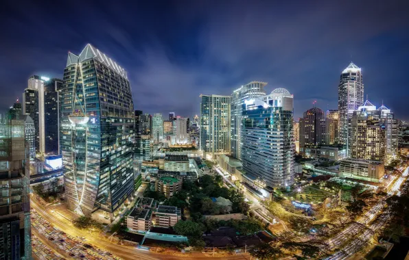 Night, the city, lights, Thailand, Bangkok
