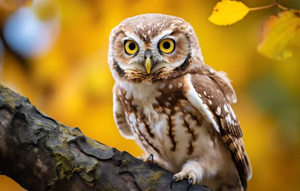 Autumn, look, owl, bird, owl, AI art, neural network
