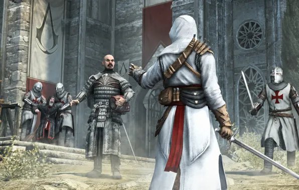 Download wallpaper Assassins Creed, Ubisoft, Assassin's Creed, Altair Ibn  La-Ahad, Altair Ibn-La'Ahad, section games in resolution 640x480