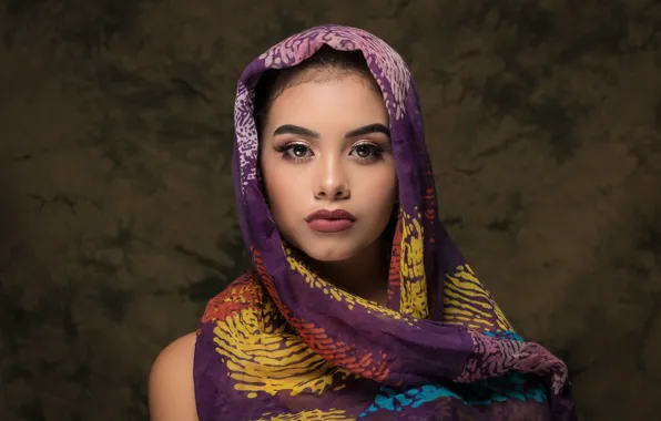 Look, girl, portrait, makeup, shawl