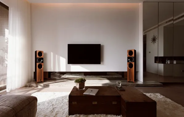 Wall, Room, TV, carpets, modernity, High-tech