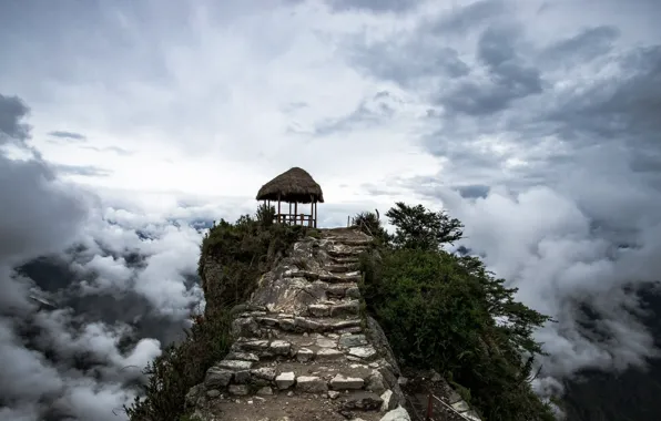 Picture the sky, nature, fog, mountain, Machu Picchu
