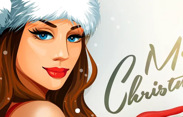 Girl, new year, Christmas