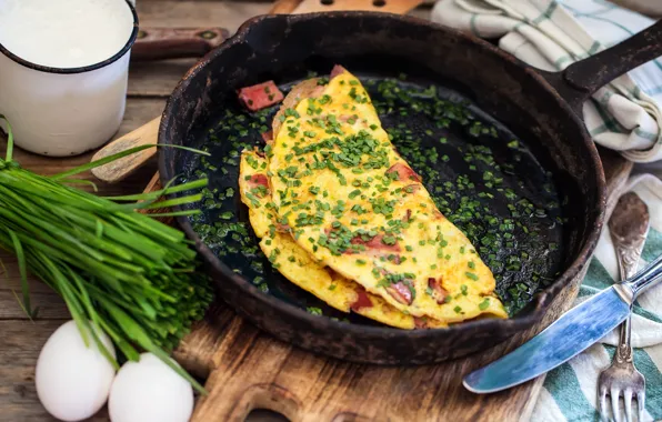Eggs, bow, omelette
