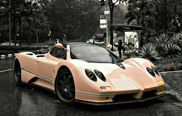 Rain, supercar, Pagani, Italian, zonda, probe, Pagani, c12