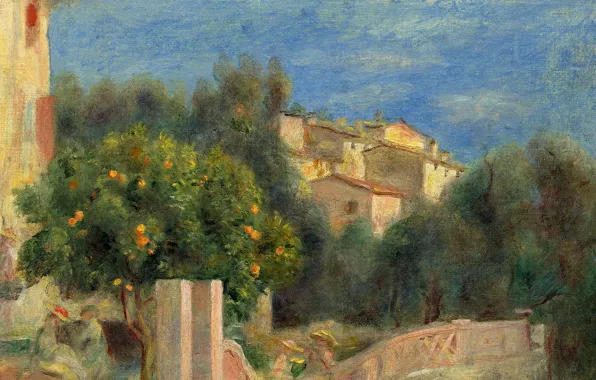 Landscape, picture, Pierre Auguste Renoir, Pierre Auguste Renoir, Artist's house in Cagnes-Sur-Mer