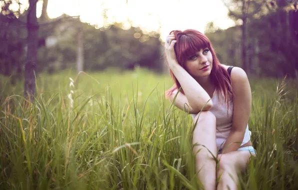 Picture grass, girl, nature