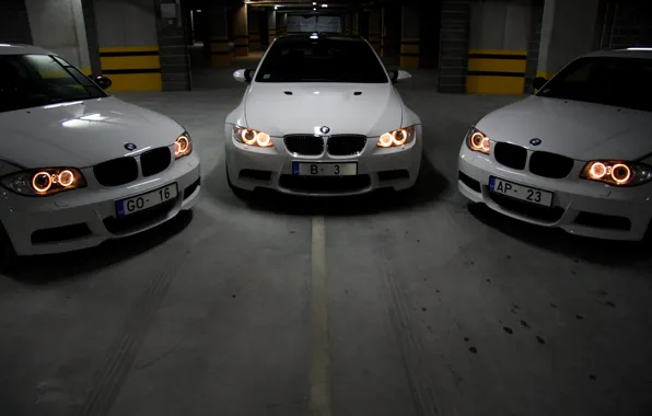 Picture White, BMW, Lights, Garage