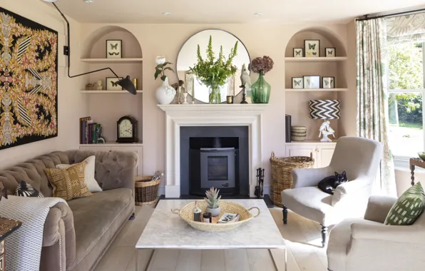 Design, style, room, England, interior, fireplace, living room, Hampshire